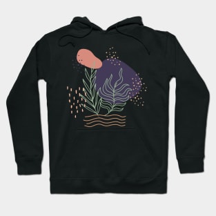 Abstract shapes lines dots and tropical leaves digital design Hoodie